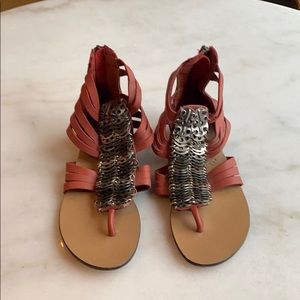 Red leather gladiator sandal